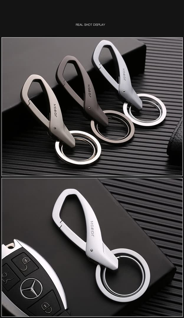 Rockyu キーホルダー メンズ カラビナフック シルバー グレー ブラック 亜鉛合金