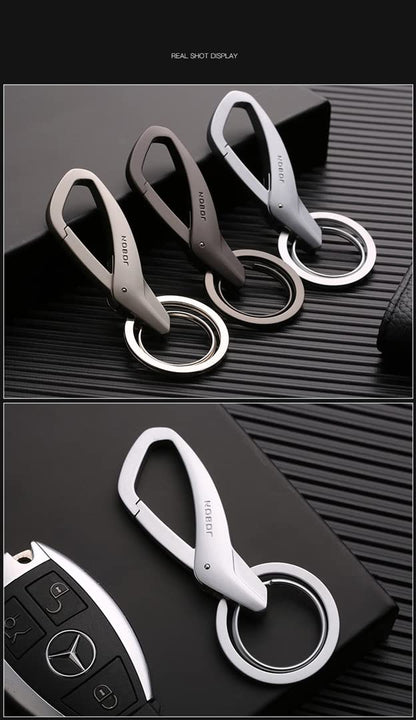 Rockyu キーホルダー メンズ カラビナフック シルバー グレー ブラック 亜鉛合金