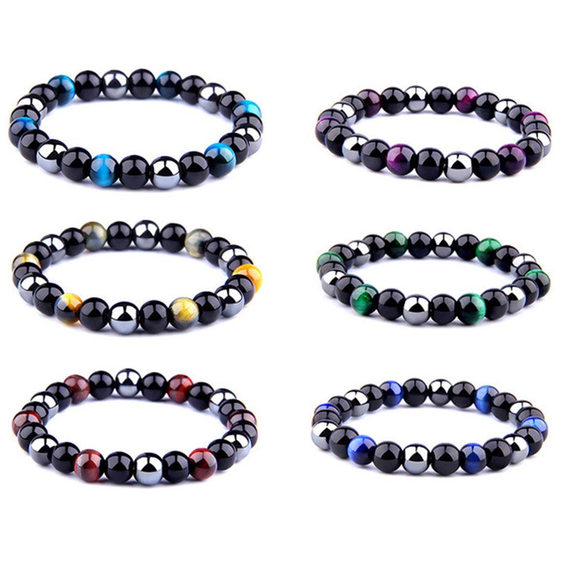 Rockyu ブレスレット メンズ レディース 数珠 虎目石 天然石 パワーストーン