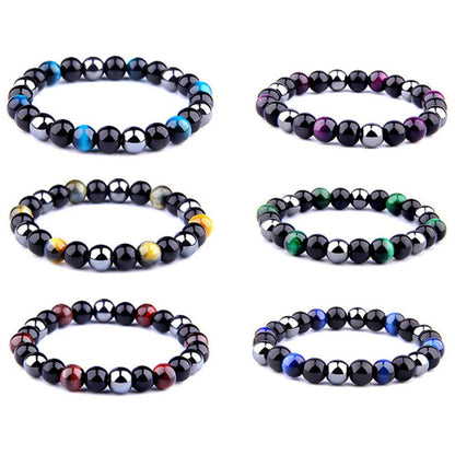 Rockyu ブレスレット メンズ レディース 数珠 虎目石 天然石 パワーストーン