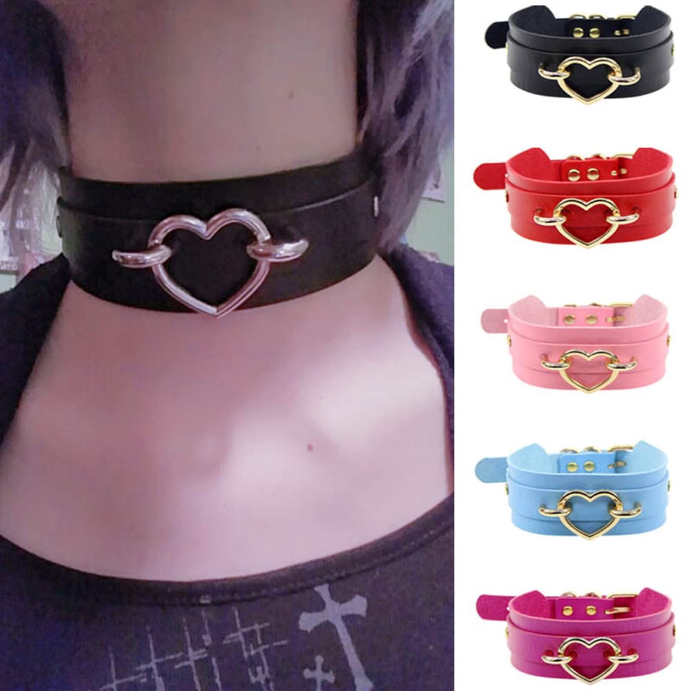 Rockyu 本革ハートチョーカー レディース