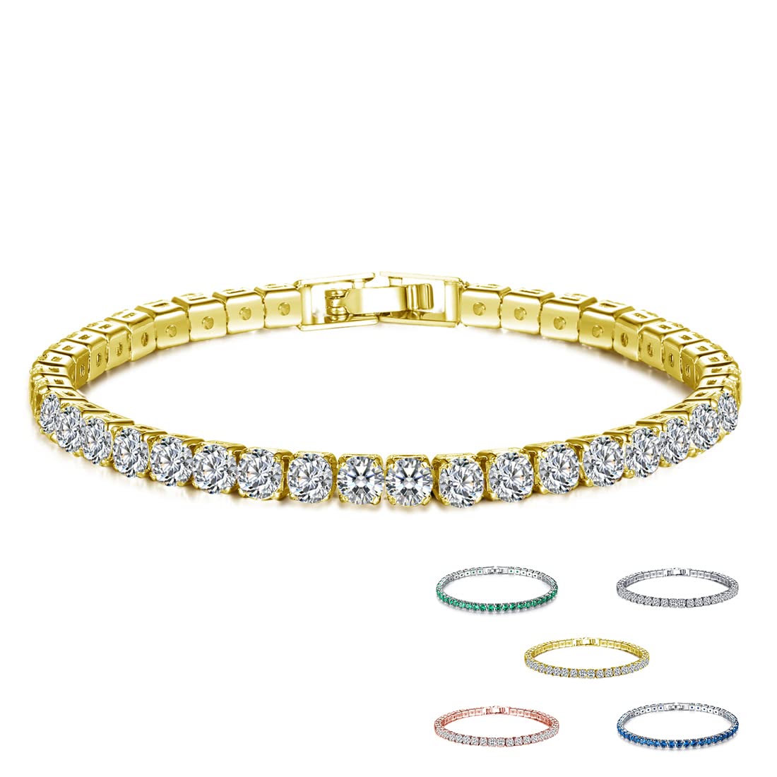 グリーンテニスブレスレット｜繊細にきらめく細身チェーン レディースジュエリー