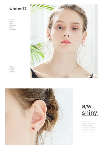 Rockyu ハート型クリスタルピアス【シルバー925・金属アレルギー対応】