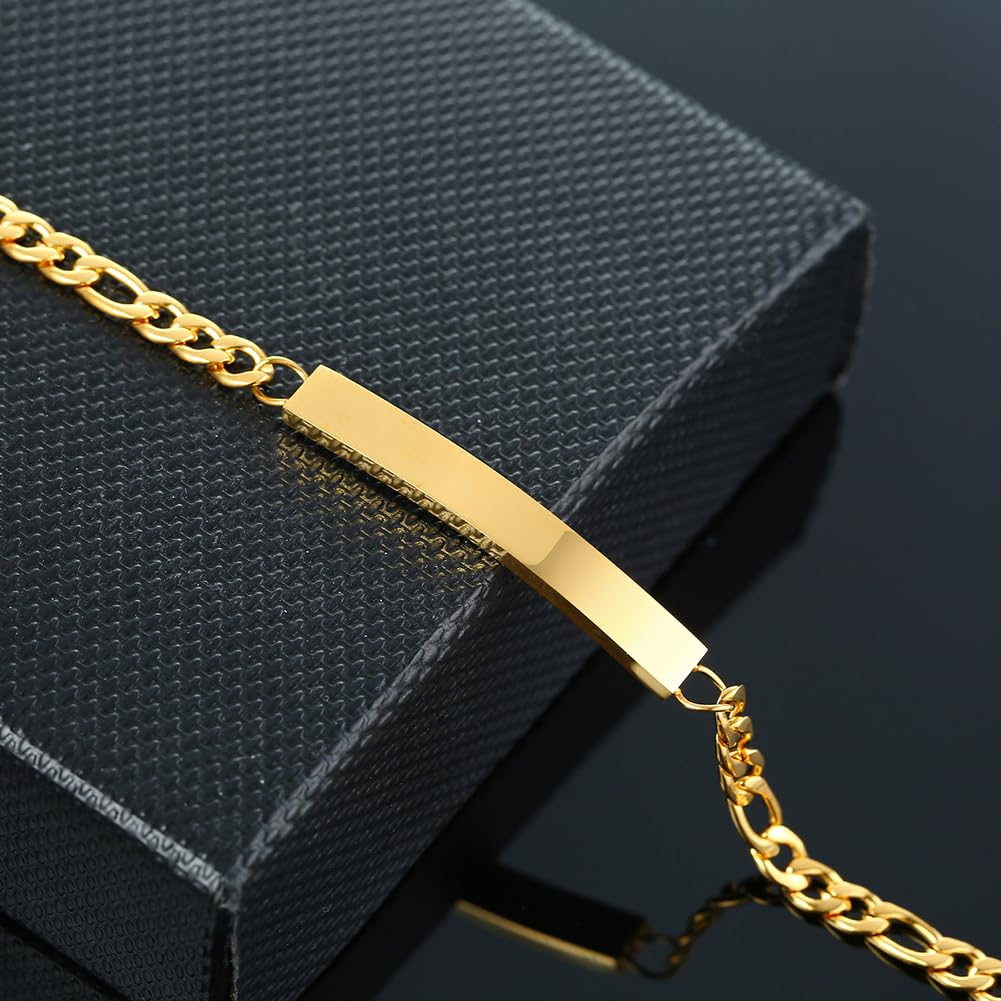 Rockyu ブレスレット レディース プレート チェーン ステンレス製 金属アレルギー対応 全3色