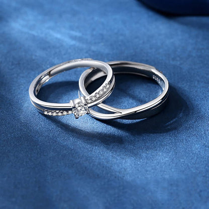 Rockyu メビウス ペアリング 一粒ダイヤ シルバー925 指輪 フリーサイズ