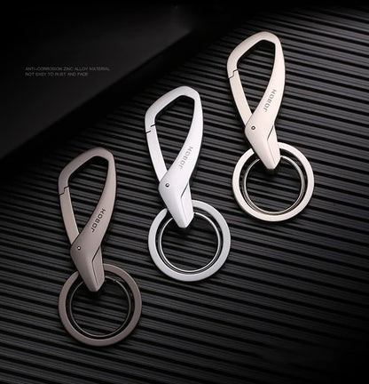 Rockyu キーホルダー メンズ カラビナフック シルバー グレー ブラック 亜鉛合金