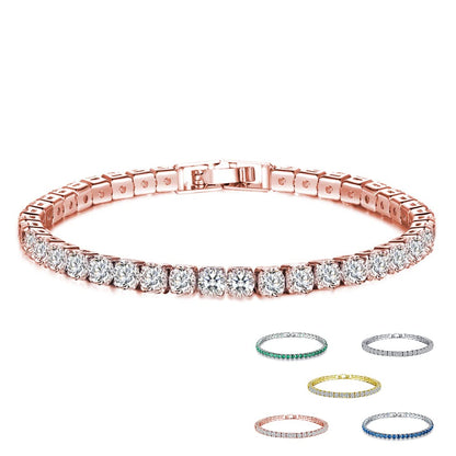 グリーンテニスブレスレット｜繊細にきらめく細身チェーン レディースジュエリー