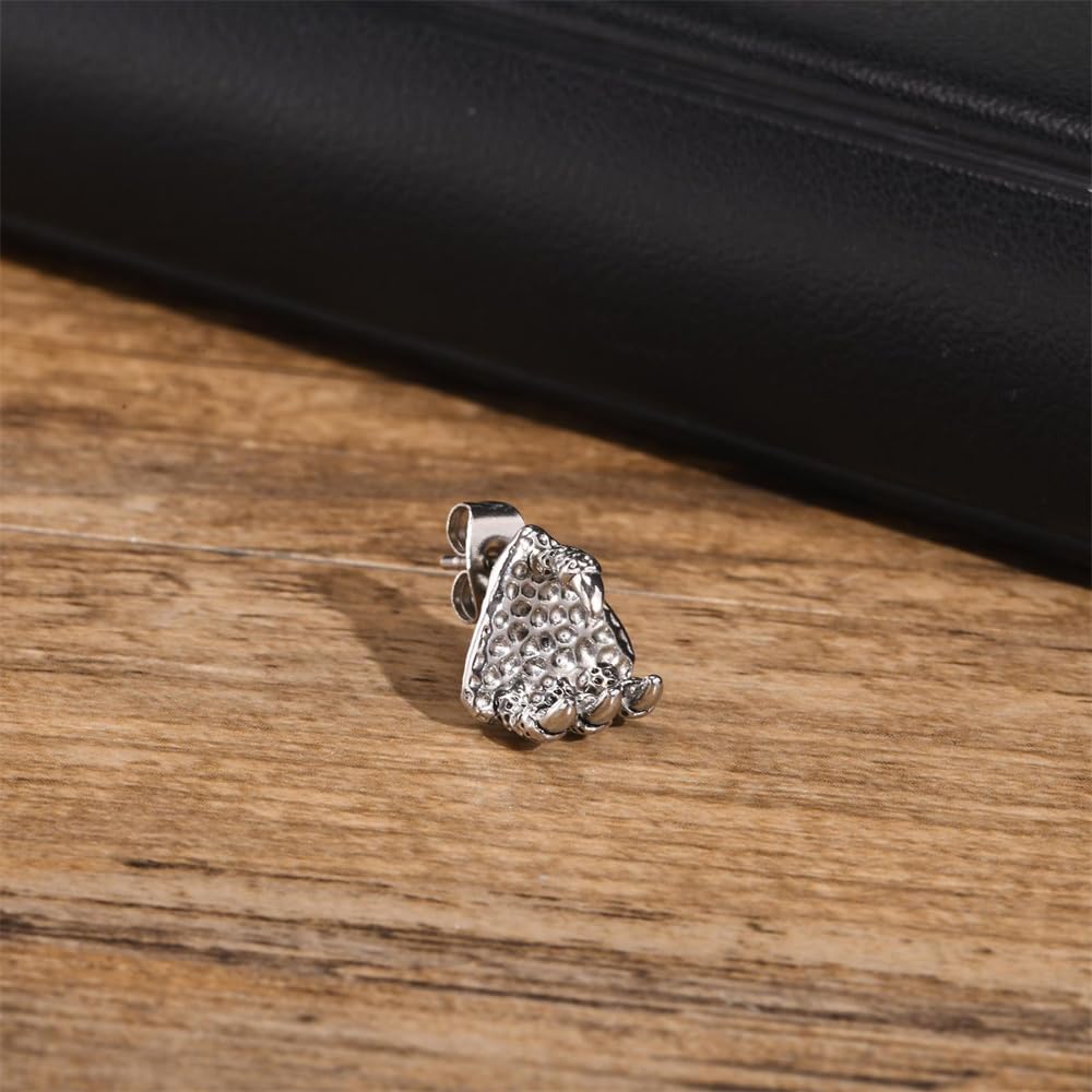 Rockyu メンズピアス 竜の爪モチーフ シルバー ステンレス 金属アレルギー対応 片耳用