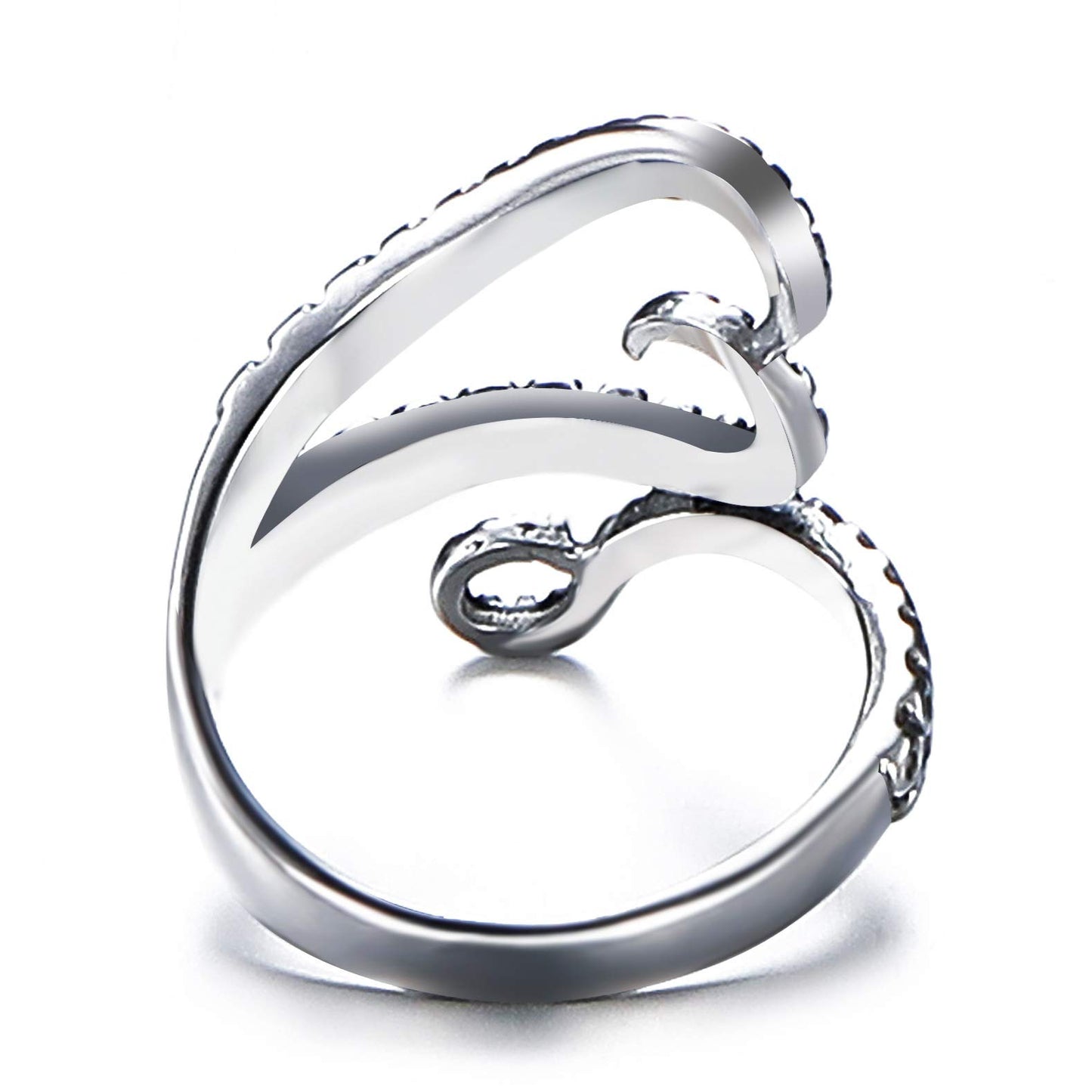 Rockyu タコ・蛇モチーフ ステンレスリング メンズ フリーサイズ ゴールド＆シルバー