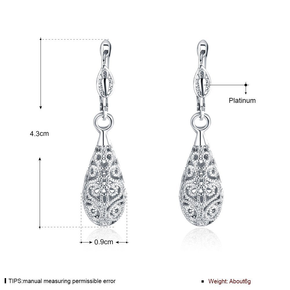 Rockyu しずくピアス（ゆれるレース彫刻デザイン・3色展開）