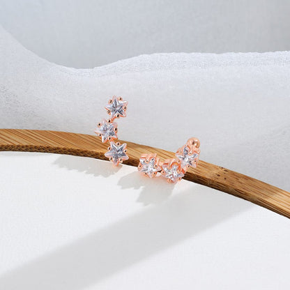 Rockyu 三連星ピアス レディース｜18金仕上げ シルバー925 ジルコニア使用 金属アレルギー対応