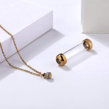 Rockyu メモリアルネックレス 遺骨ペンダント チタンとガラス製 男女兼用 想いを繋ぐアクセサリー