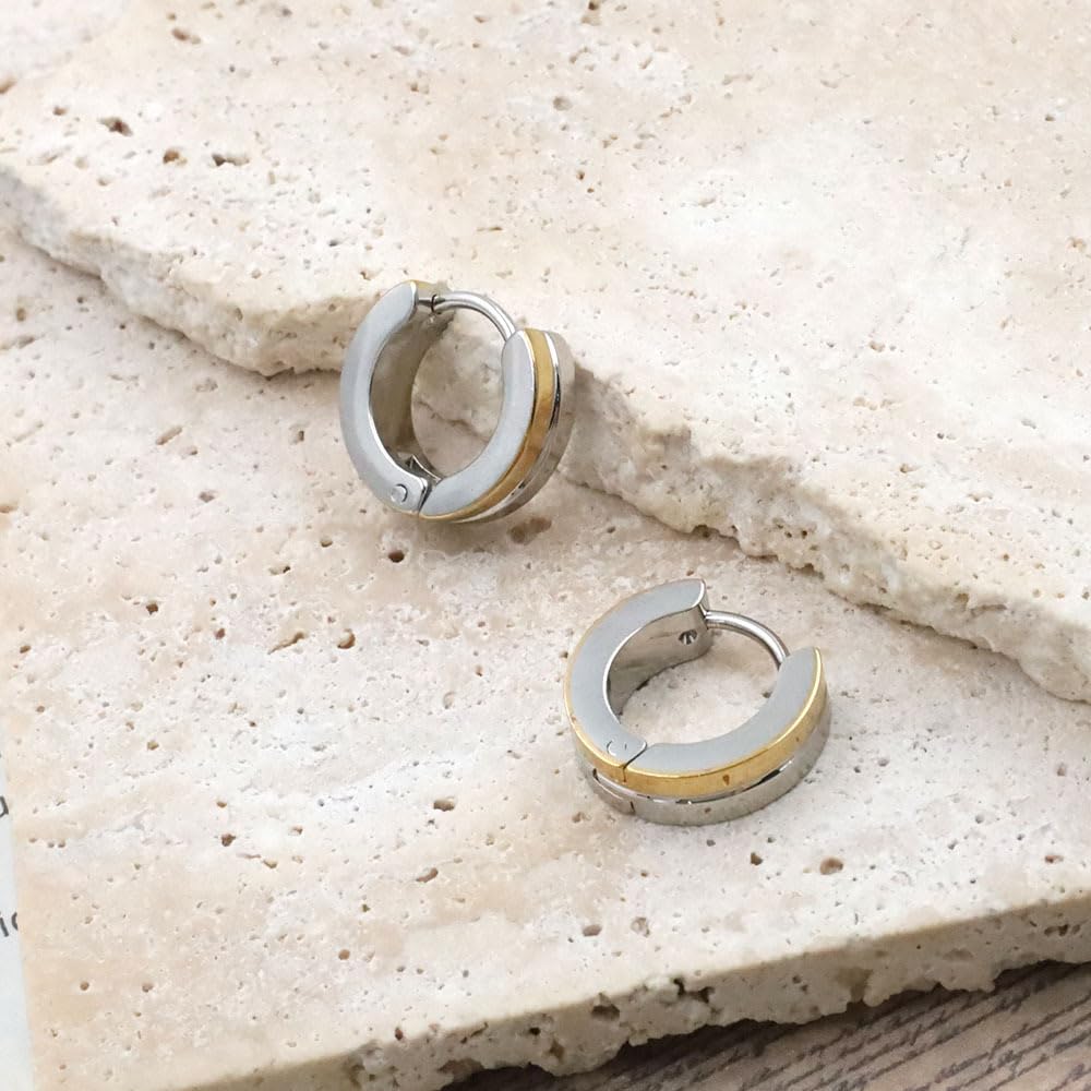 Rockyu リングピアス メンズ レディース フープピアス 小さめ ステンレス製 金属アレルギー対応