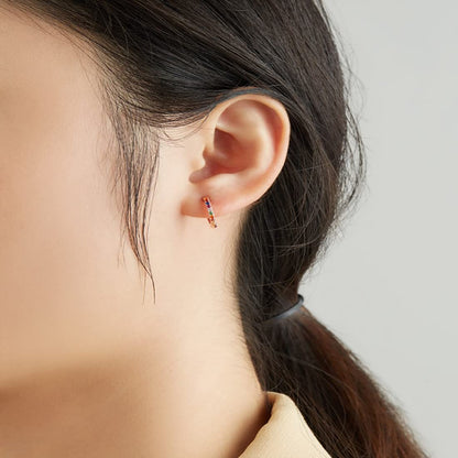 Rockyu ピアス レディース フープ シルバー925 多粒ジルコニア 金属アレルギー対応