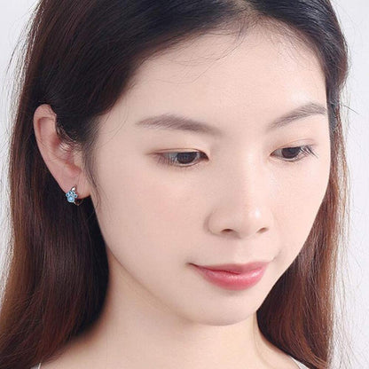 Rockyu 猫ピアス レディース シルバー 肉球デザイン ジルコニア フープピアス