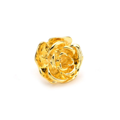 Rockyu ローズブローチ メンズ 花モチーフ 立体デザイン 合金 ゴールド/シルバー/ブラック