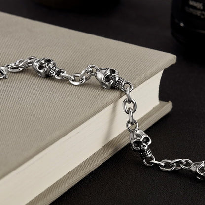 Rockyu ブレスレット メンズ ステンレス スカル チェーン ヴィンテージ 太め