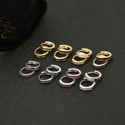 Rockyu ピアス レディース フープ シルバー ゴールド マルチカラー ジルコニア 正方形 リング