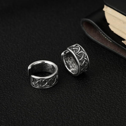 Rockyu イヤーカフ メンズ レディース ステンレス 幾何学模様 シルバー ユニセックス ノンホールイヤリング