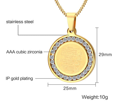 Rockyu 真経ラウンドコインネックレス【18金仕上げ・メンズペンダント】