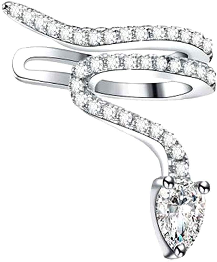 Rockyu 蛇モチーフ ノンホールピアス レディース シルバー925 ジルコニア 両耳用セット