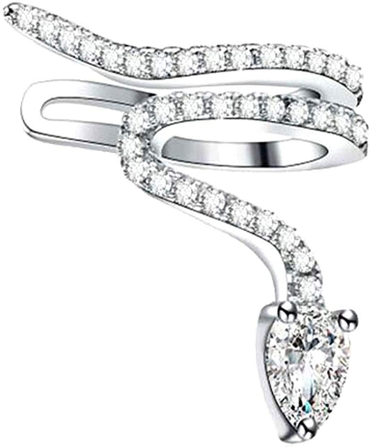 Rockyu 蛇モチーフ ノンホールピアス レディース シルバー925 ジルコニア 両耳用セット