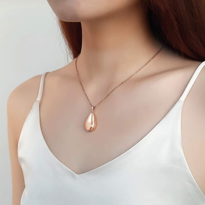 Rockyu 涙型メモリアルネックレス 遺骨ペンダント ステンレス製 金属アレルギー対応 手元供養 50cm