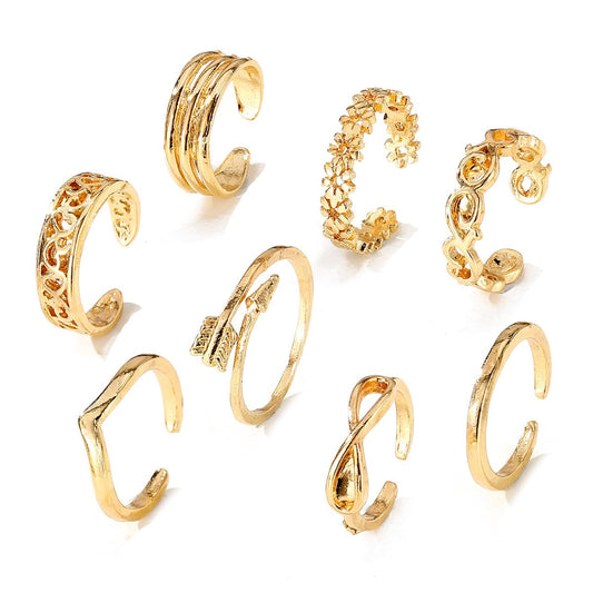 Rockyu トゥリング 8個セット ゴールド＆シルバー 調節可能