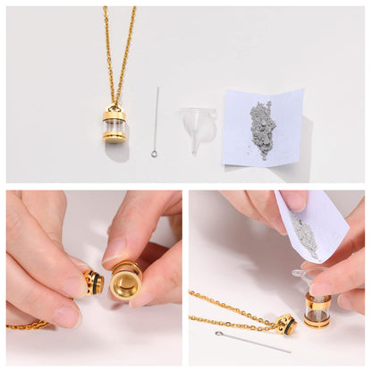 Rockyu 円筒型メモリアルネックレス メンズ レディース