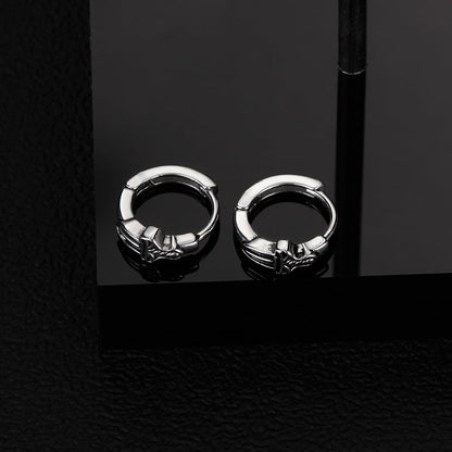 Rockyu ピアス メンズ ステンレス 片耳 剣モチーフ フープ型 シルバー アレルギー対応