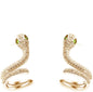 Rockyu 蛇ピアス レディース ジルコニア×925銀製ポスト ゴールド＆シルバー 耳飾り
