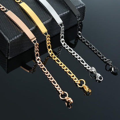 Rockyu ブレスレット レディース プレート チェーン ステンレス製 金属アレルギー対応 全3色