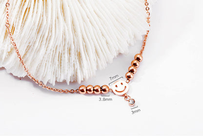 Rockyu アンクレット レディース スマイルビーズ チェーン チタン製 ハワイアン風