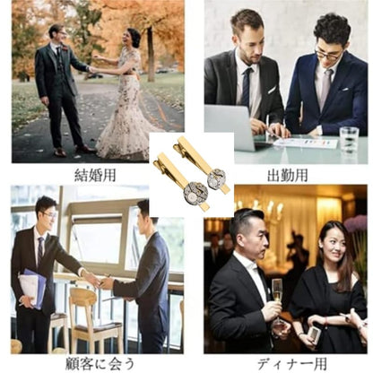 Rockyu 時計ムーブメントネクタイピン ゴールド ステンレス製