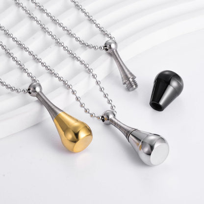 Rockyu ネックレス メンズ レディース ステンレス ウォータードロップ ペンダント 開閉式 香水ボトル 骨壷 メモリアルジュエリー