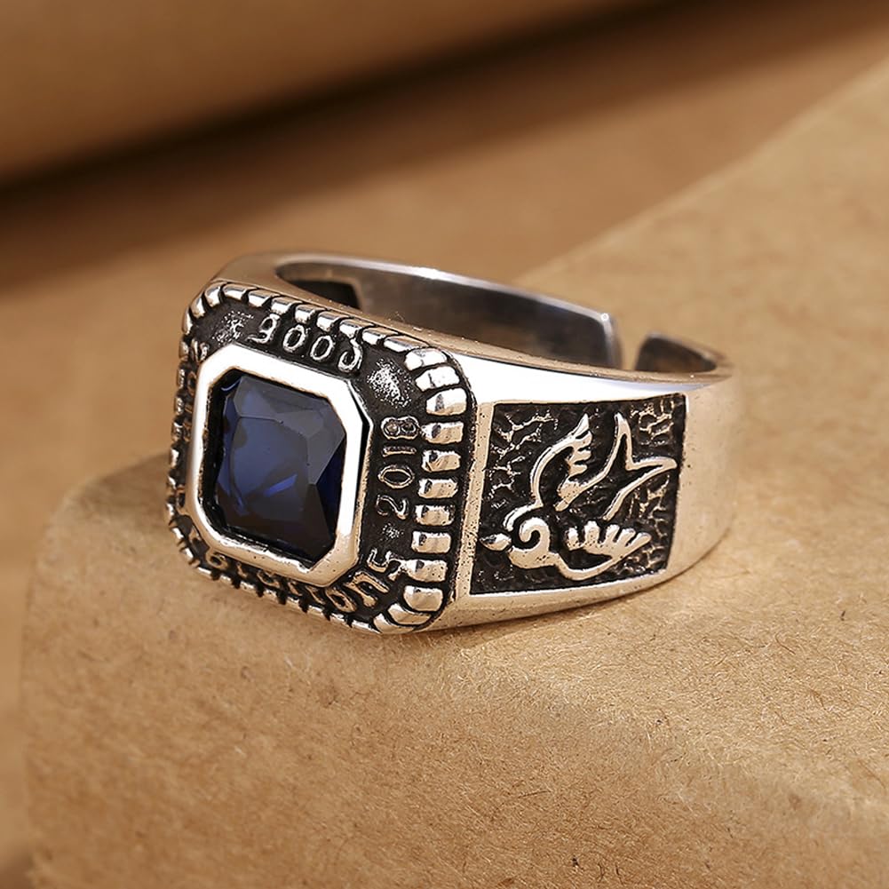 Rockyu ブルージルコニア レディースリング フリーサイズ ステンレス製 金属アレルギー対応