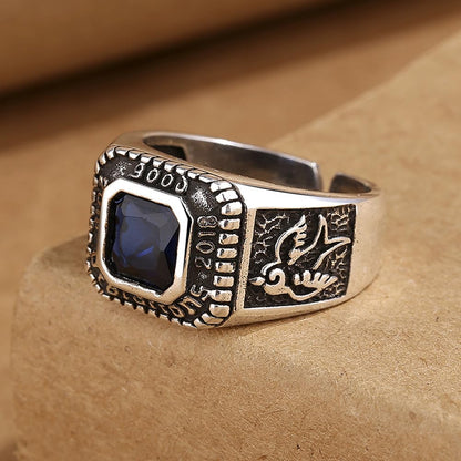 Rockyu ブルージルコニア レディースリング フリーサイズ ステンレス製 金属アレルギー対応