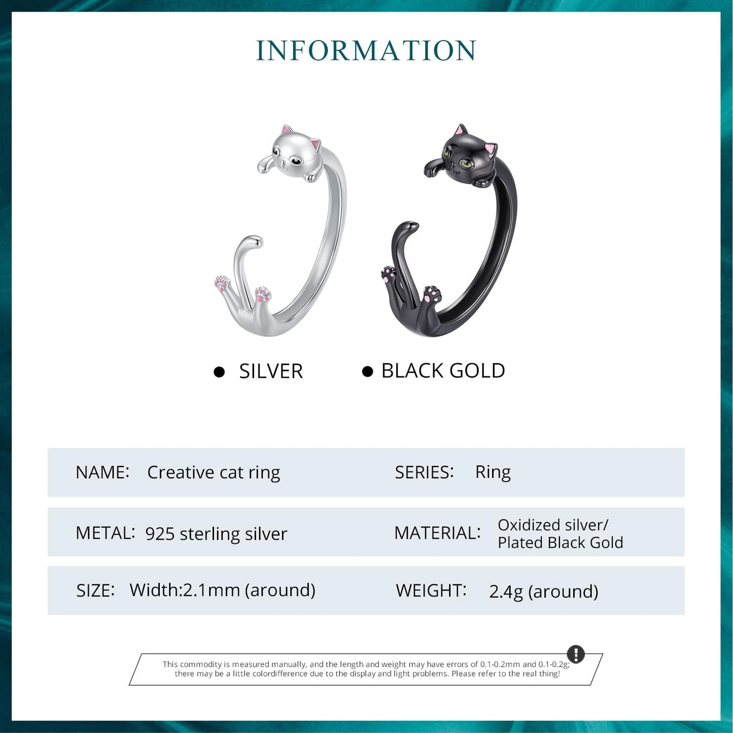 Rockyu 猫リング シルバー925 レディース フリーサイズ アニマルモチーフリング