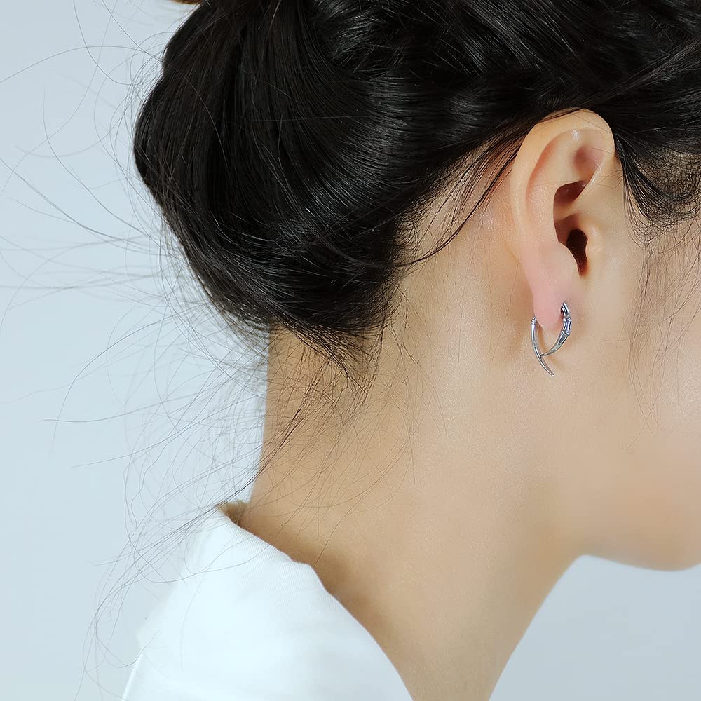 Rockyu メンズピアス シルバー ステンレス製 クロー×ブレードデザイン 金属アレルギー対応