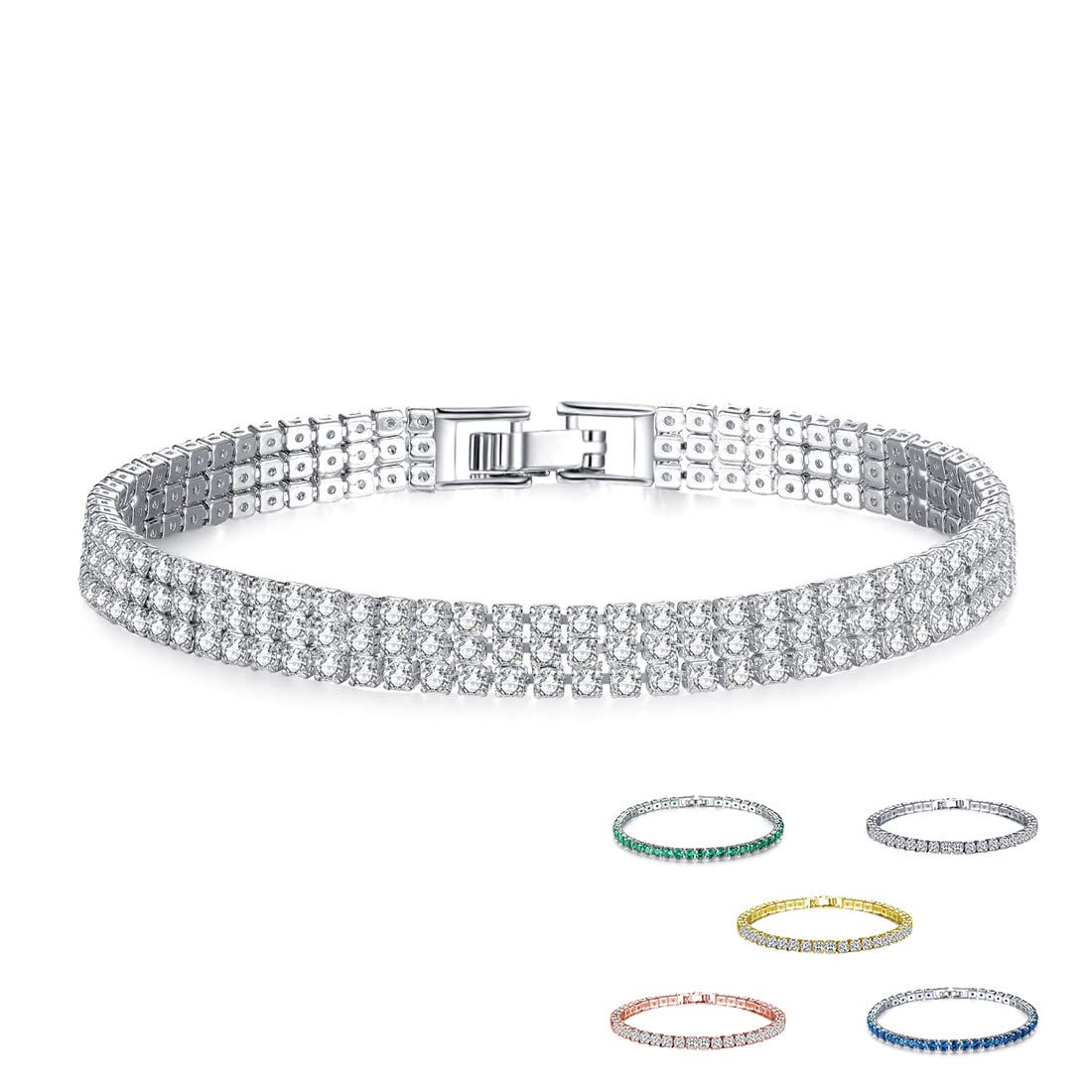 グリーンテニスブレスレット｜繊細にきらめく細身チェーン レディースジュエリー