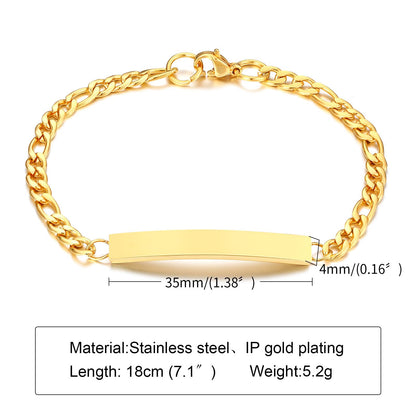 Rockyu ブレスレット レディース プレート チェーン ステンレス製 金属アレルギー対応 全3色