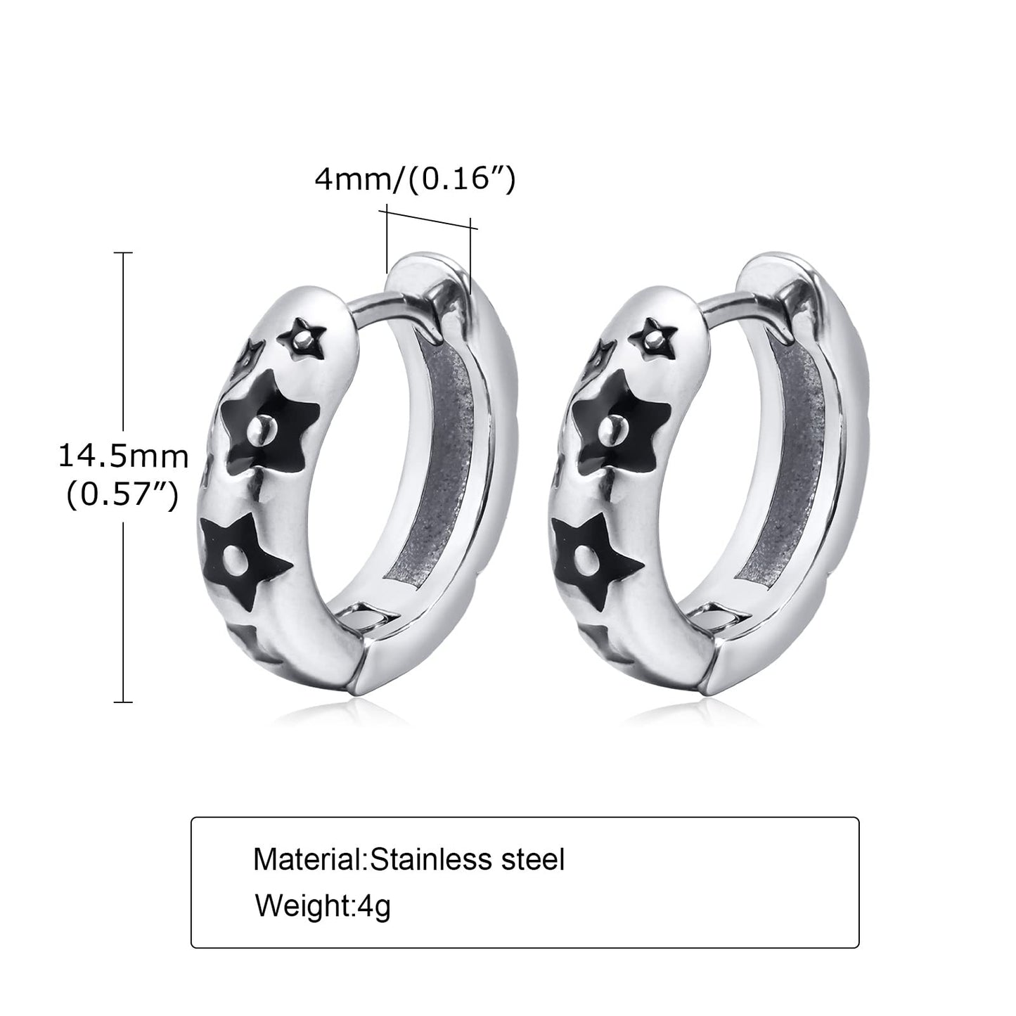 Rockyu ピアス メンズ シルバー 星形フープ ステンレス 金属アレルギー対応 スターピアス