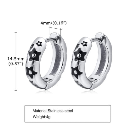 Rockyu ピアス メンズ シルバー 星形フープ ステンレス 金属アレルギー対応 スターピアス