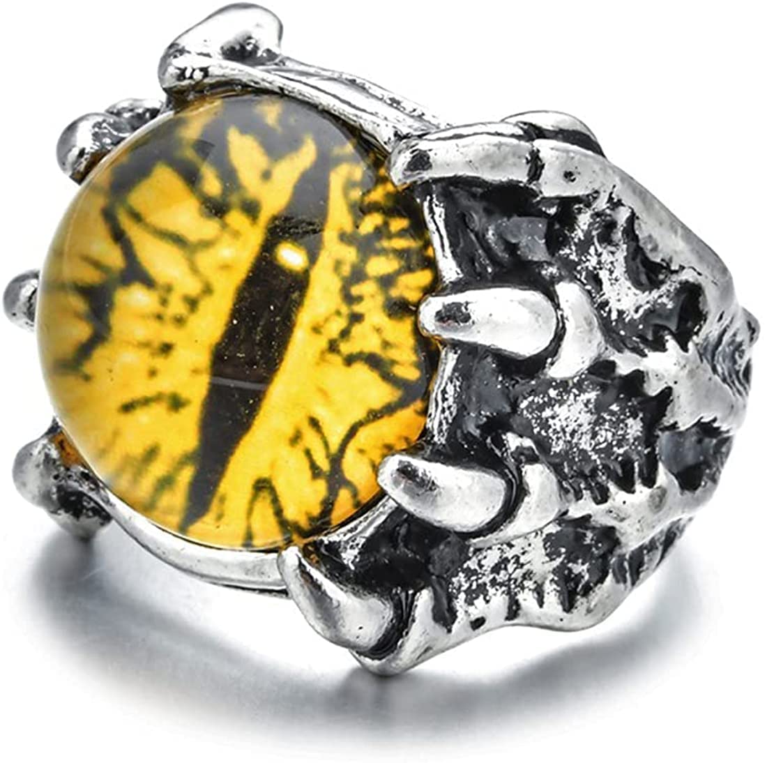 Rockyu 悪魔の目リング メンズ アジャスタブル ステンレス風 アンティーク調 指輪