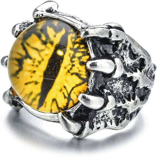 Rockyu 悪魔の目リング メンズ アジャスタブル ステンレス風 アンティーク調 指輪