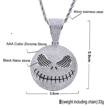 Rockyu ネックレス メンズ ドクロ ジルコニア シルバー ゴールド ステンレス ペンダント