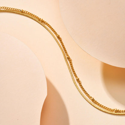 アンクレット レディース ゴールド ダブルチェーン ステンレススチール 調整可能 夏アクセサリー