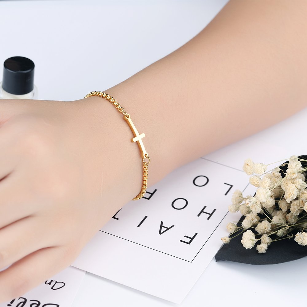 クロススライダーブレスレット｜ステンレス製レディースジュエリー｜3カラー展開