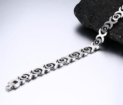 Rockyu ブレスレット レディース 磁気 ゲルマニウム ステンレス シルバーチェーン おしゃれ