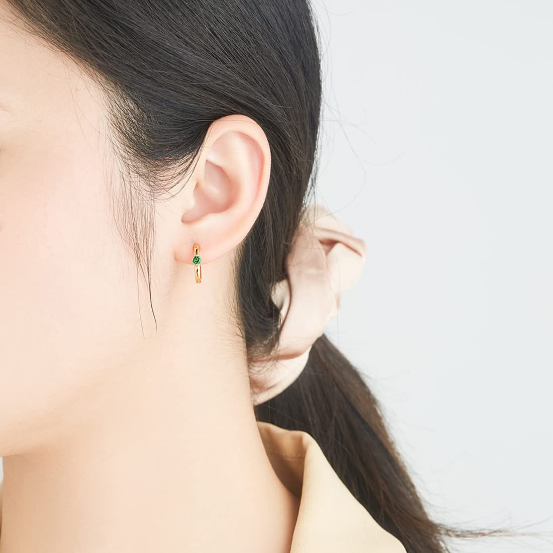 Rockyu ピアス レディース シルバー925 ジルコニア カラー宝石 鏡面仕上げ 円型 リングピアス 金属アレルギー対応 ファッション アクセサリー ギフト